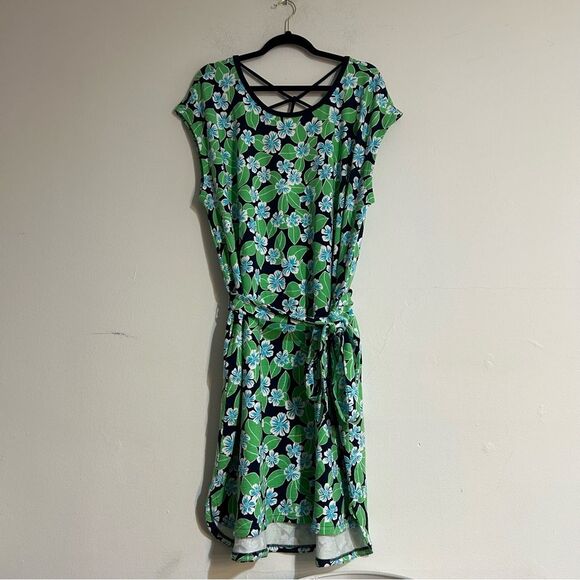 T by Talbots Open Back Short Sleeve Dress Floral Fields Plus Size 2x - Picture 2 of 10